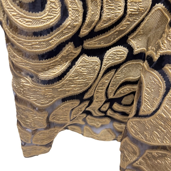 # A237 N by Nancy Power Chic Gold & Black Floral Embroidered Skirt NWT M - Picture 4 of 7